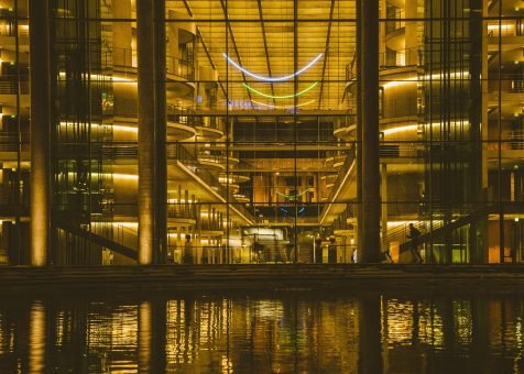 architecture, facade, glass, nature, building, eve, water, hotel, condominium